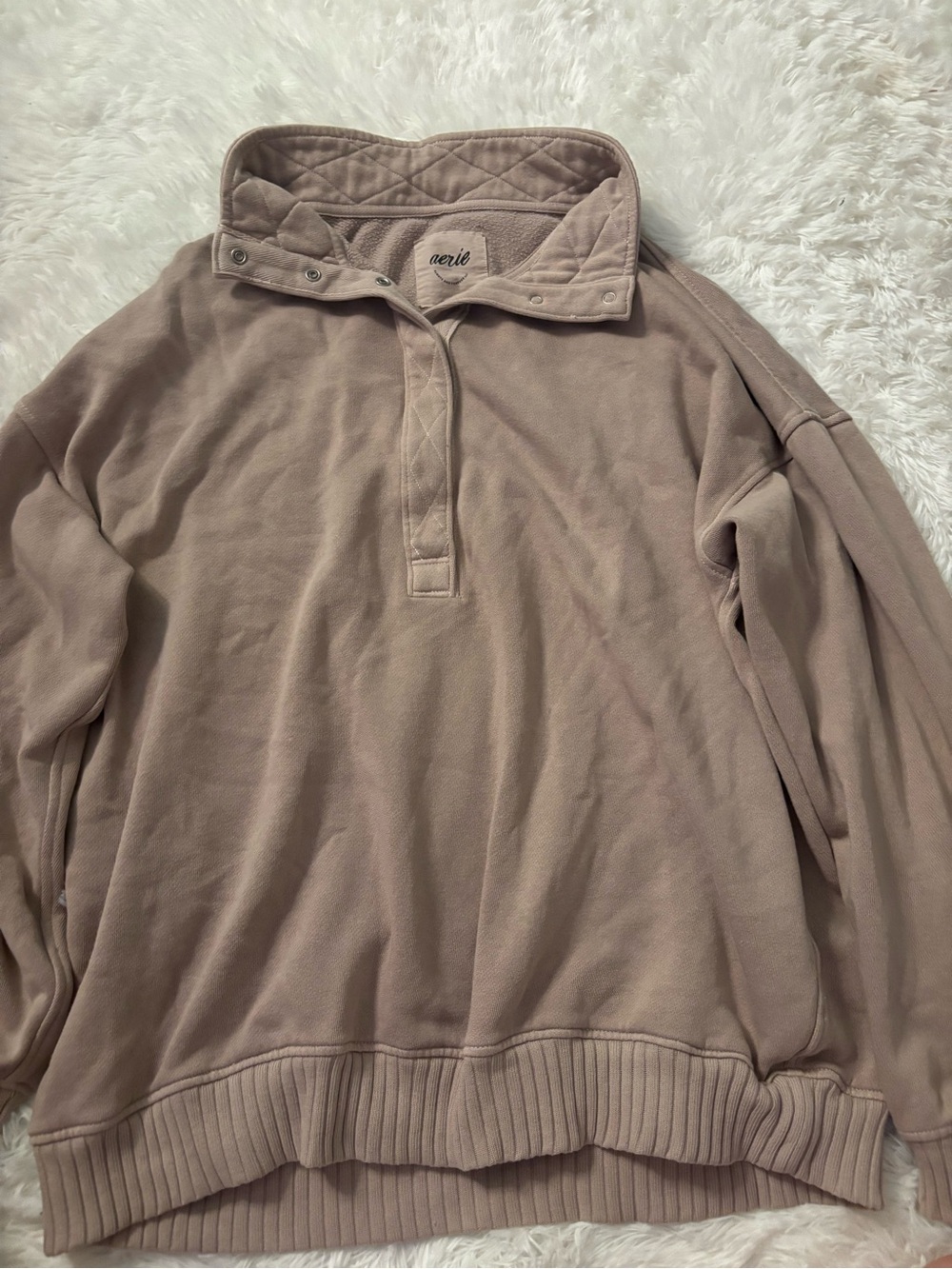 aerie Men's Taupe Zip-Up Mock Collar Sweater